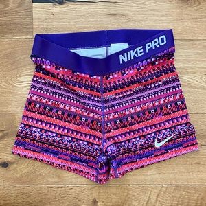 Nike Pro workout shorts, pink and purple, size medium